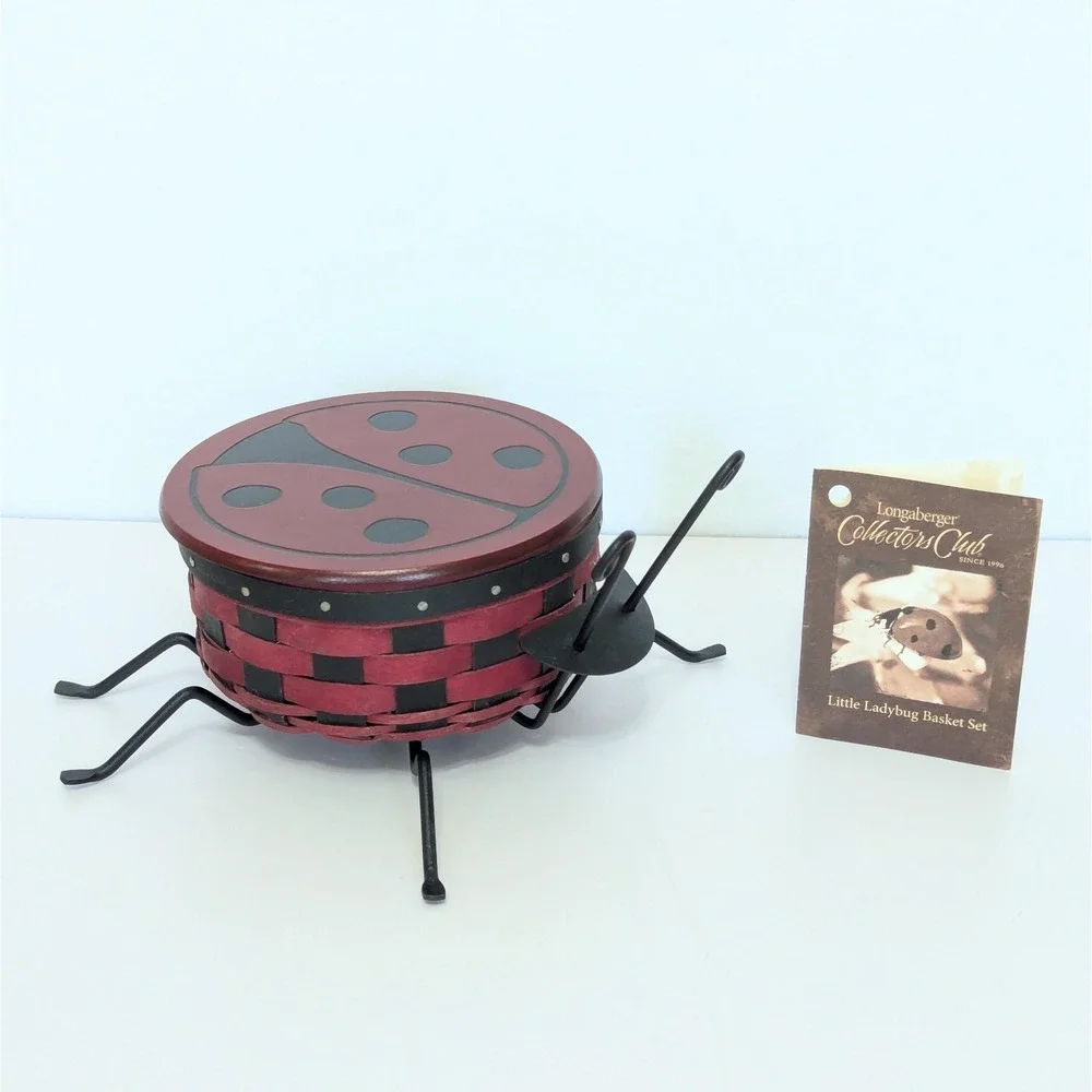 Longaberger Collectors Club 2009 Little Ladybug Basket w/ Lid, Legs, Tag
